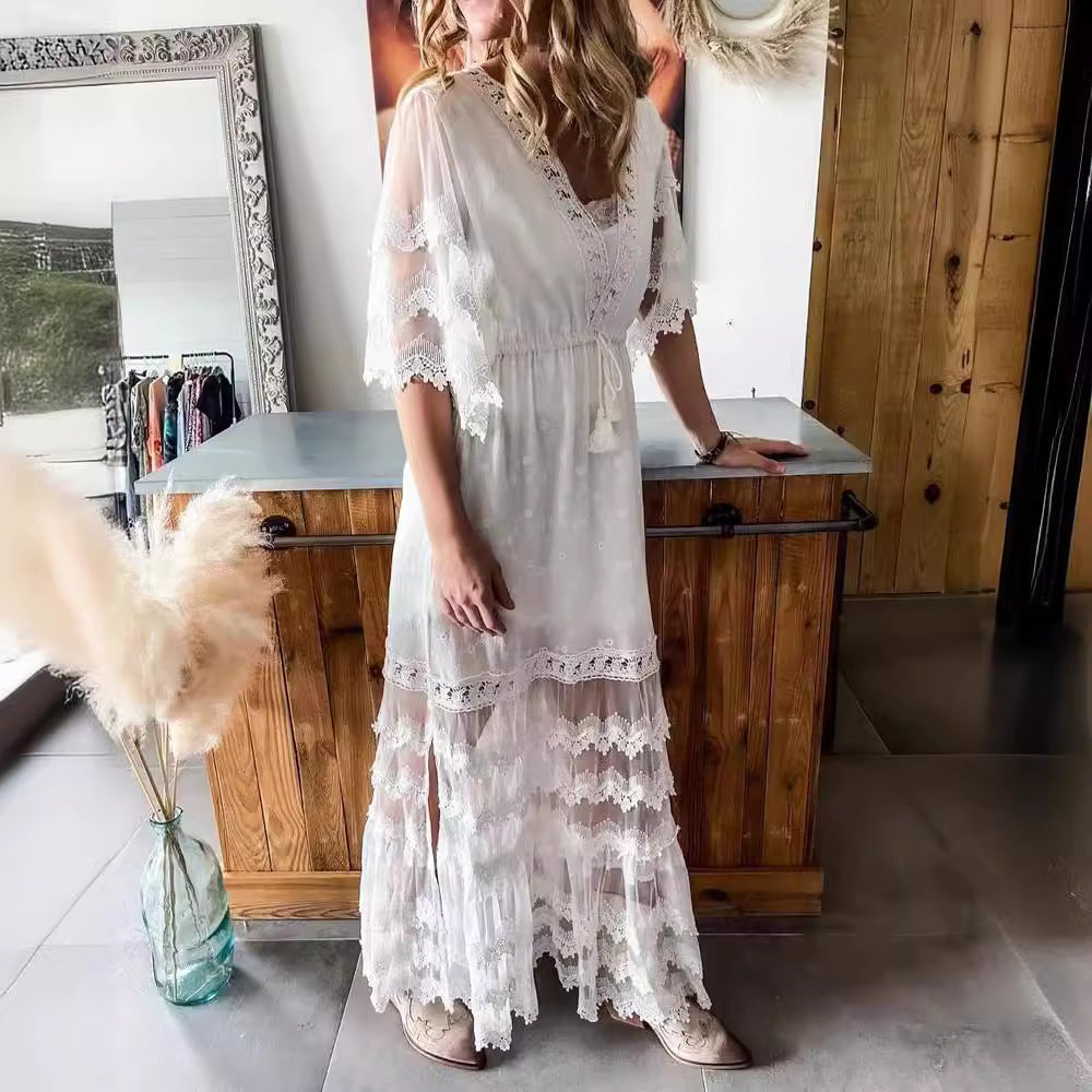 Women's Fashion Lace Tassel Dress Bohemian Vacation Dresses