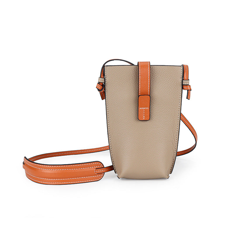 Women's Mini Simple First Layer Cattlehide Fashion Phone Bags
