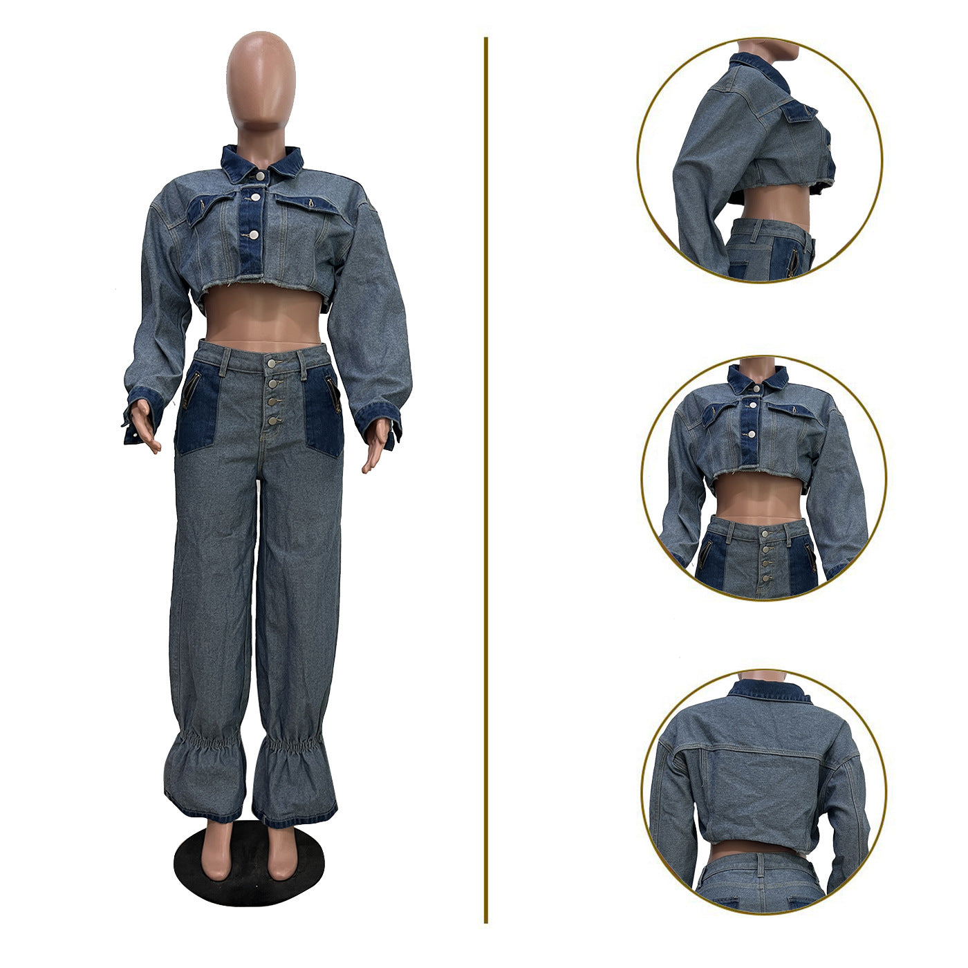 Women's Unique Charming Casual Multicolor Denim Suits