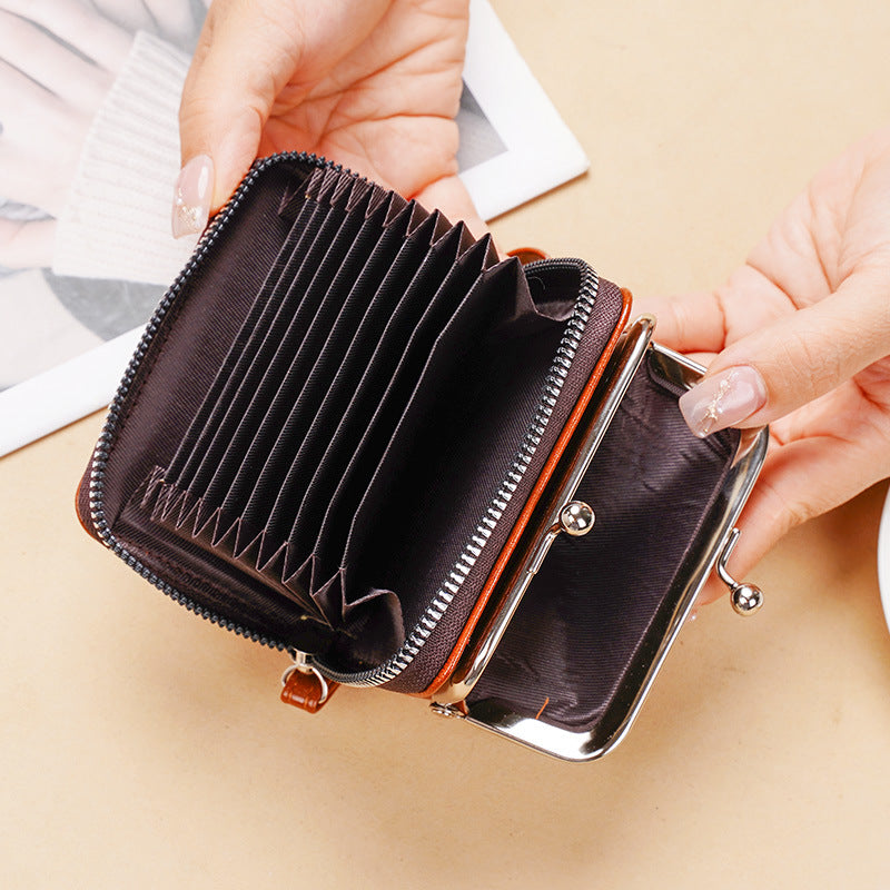 Leather Change Packet Clip Slot Wrist Card Holder