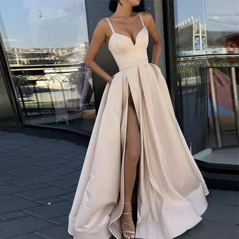 Dress Slimming Solid Color Strap Trailing Wedding Dresses