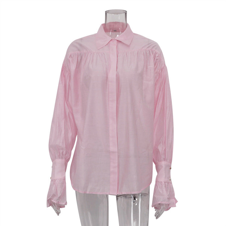 Women's Autumn Fashion Loose Temperament Polo Collar Blouses