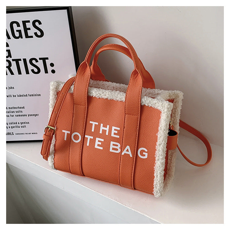 Women's Trendy Solid Color Letter Large Capacity Shoulder Bags