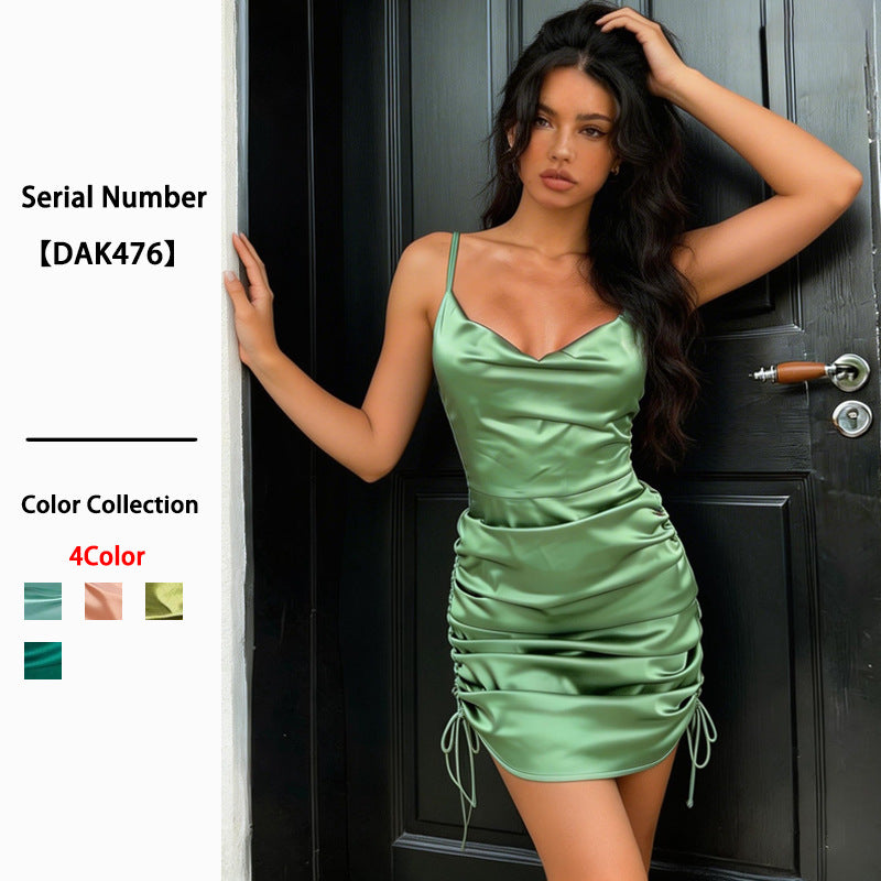 Women's Fashion Wear Slim Fit Backless Hip Spaghetti Dress