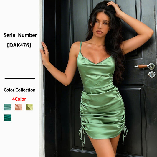 Women's Fashion Wear Slim Fit Backless Hip Spaghetti Dress