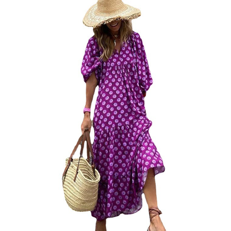 Women's Geometric Collage Puff Sleeve Street Fried Clothing