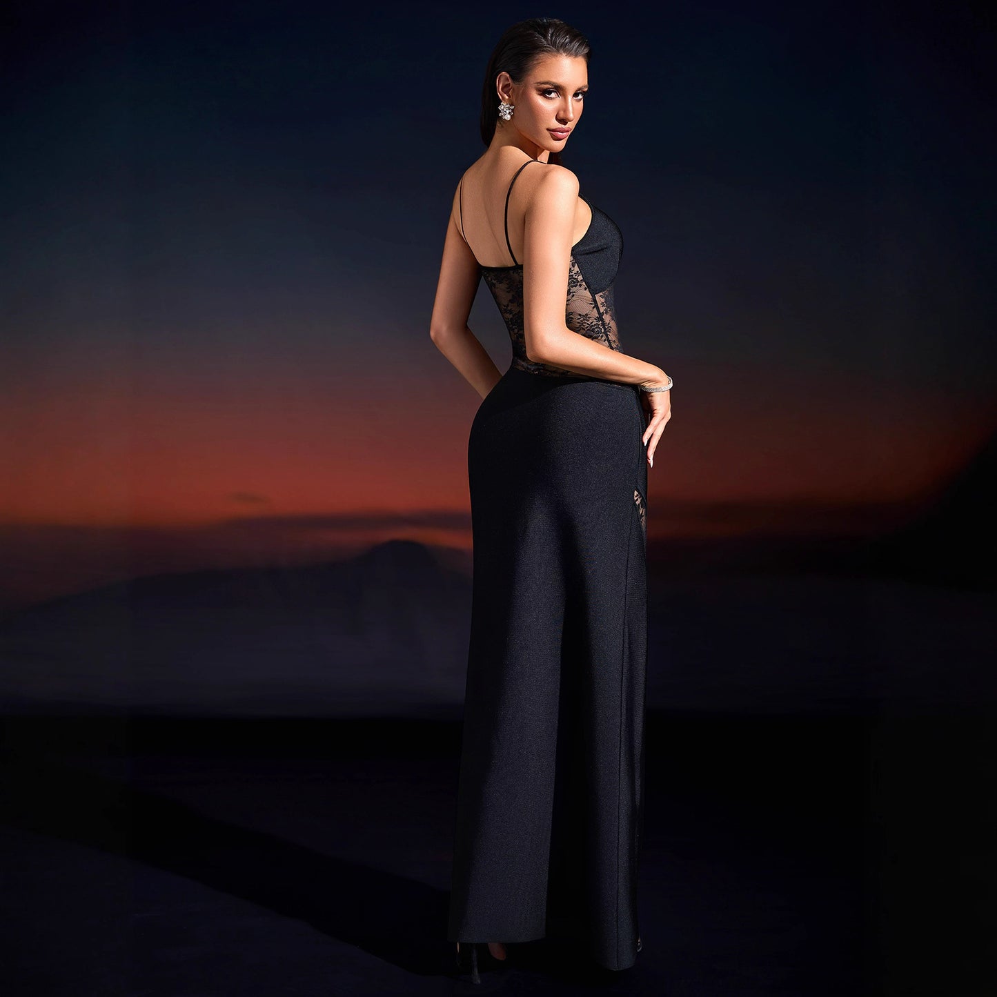Women's Stitching Sexy Low Cut Backless Slim Fit Dresses