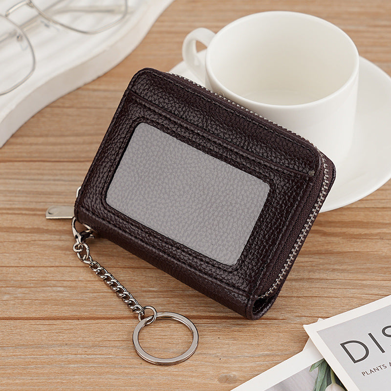 Women's Trendy Durable Zipper Credit Expanding Card Holder