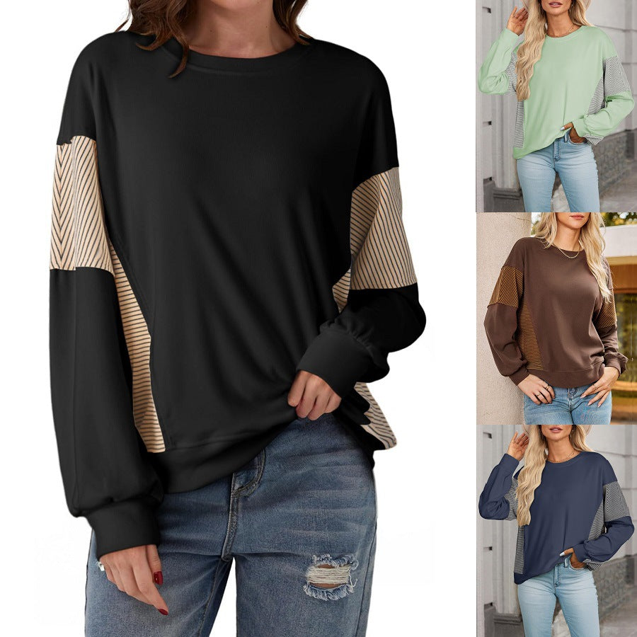 Women's Fashion Striped Crew Neck Versatile Casual Women's Sweater, Sweater