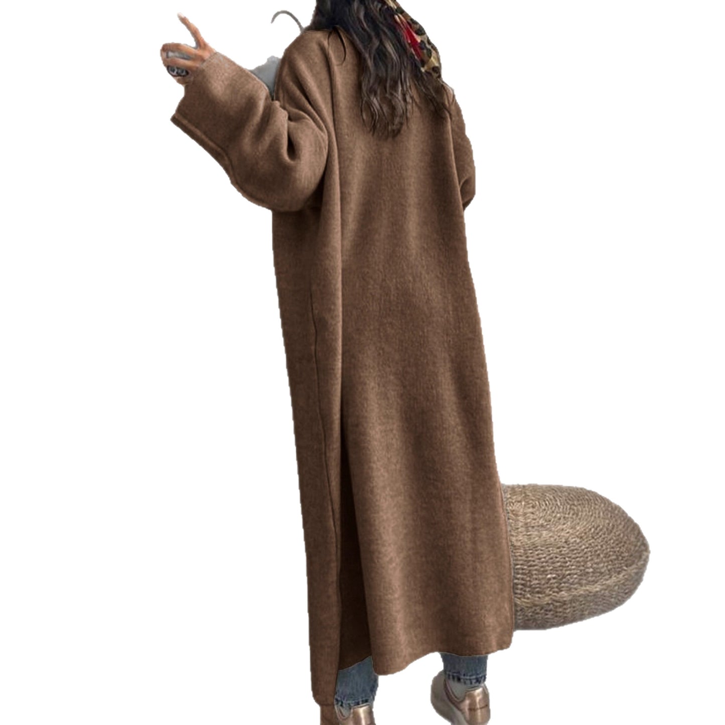 Women's Fashion Long Sleeve Wool Overcoat Trench Sweaters