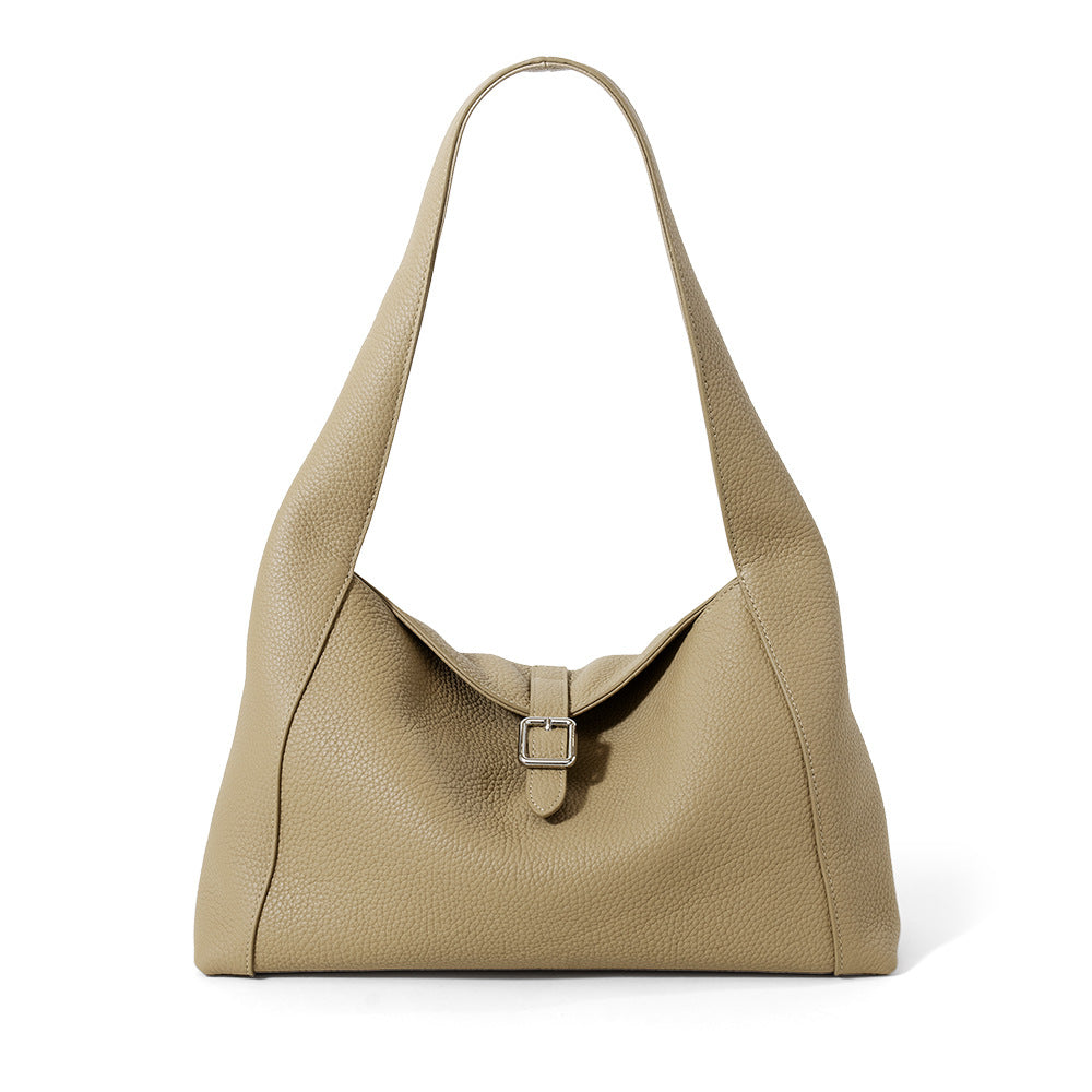 Women's First Layer Cowhide Underarm Lychee Handbags