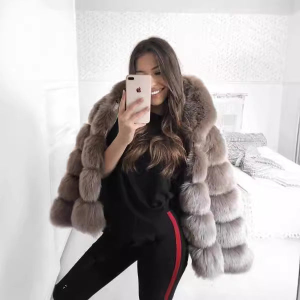 Women's Thickened Warm Furry Long Sleeve Hood Coats