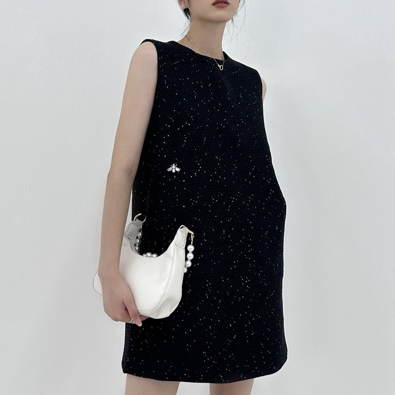 Women's Style Temperament High-grade Classic Light Luxury Sleeveless Apricot Dresses