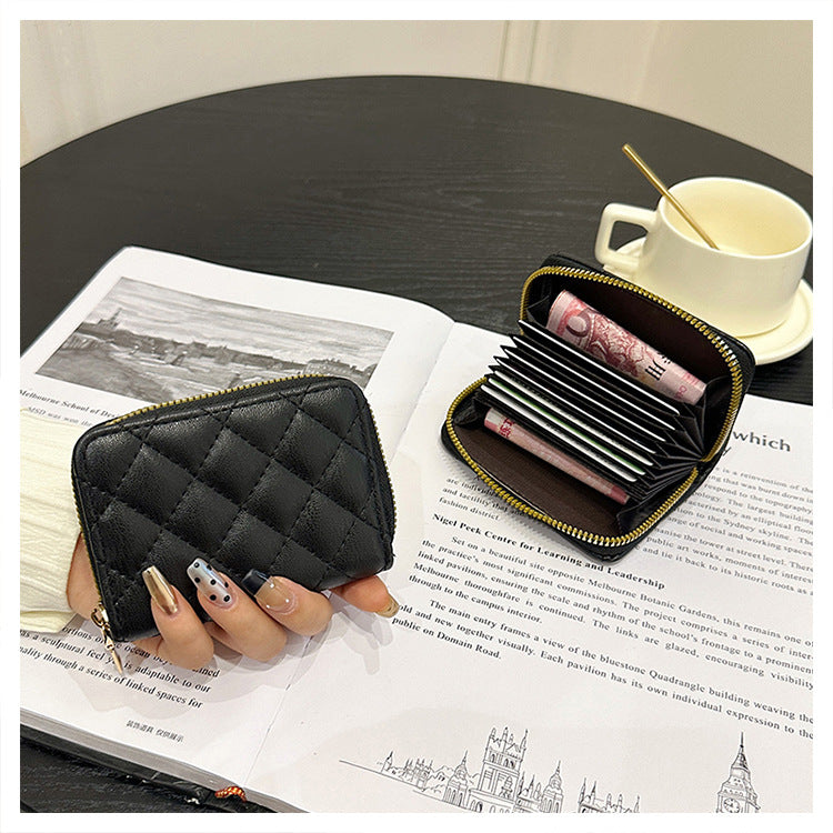 Lambskin Expanding Multiple Slots Swiping Bank Card Holder