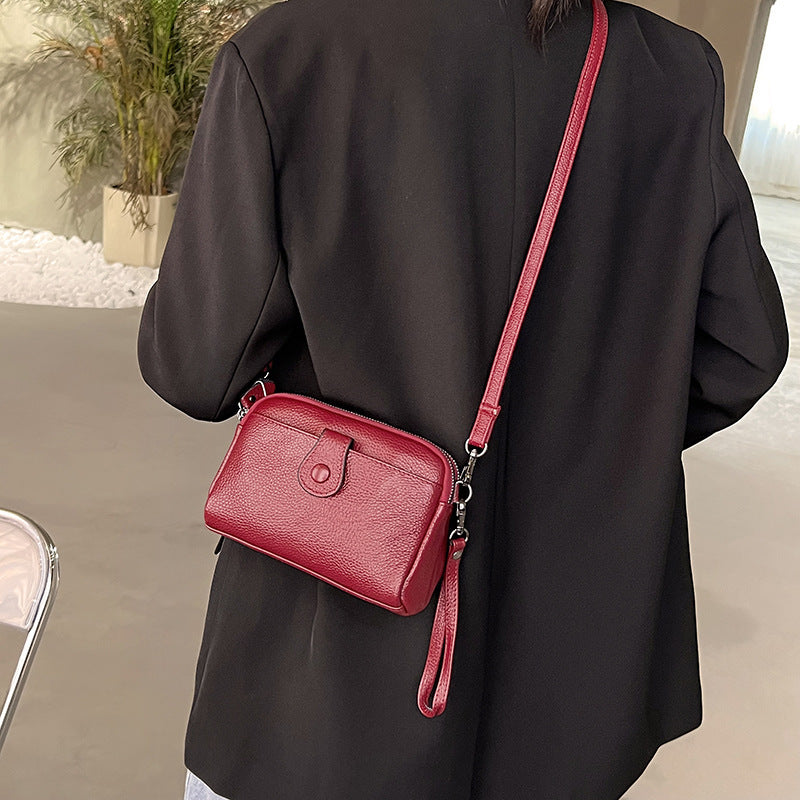 Women's Top Layer Cattlehide Leather Fashion Double Shoulder Bags