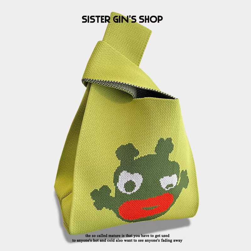 Women's Cute Cartoon Style Knitted Woven Holiday Handbags