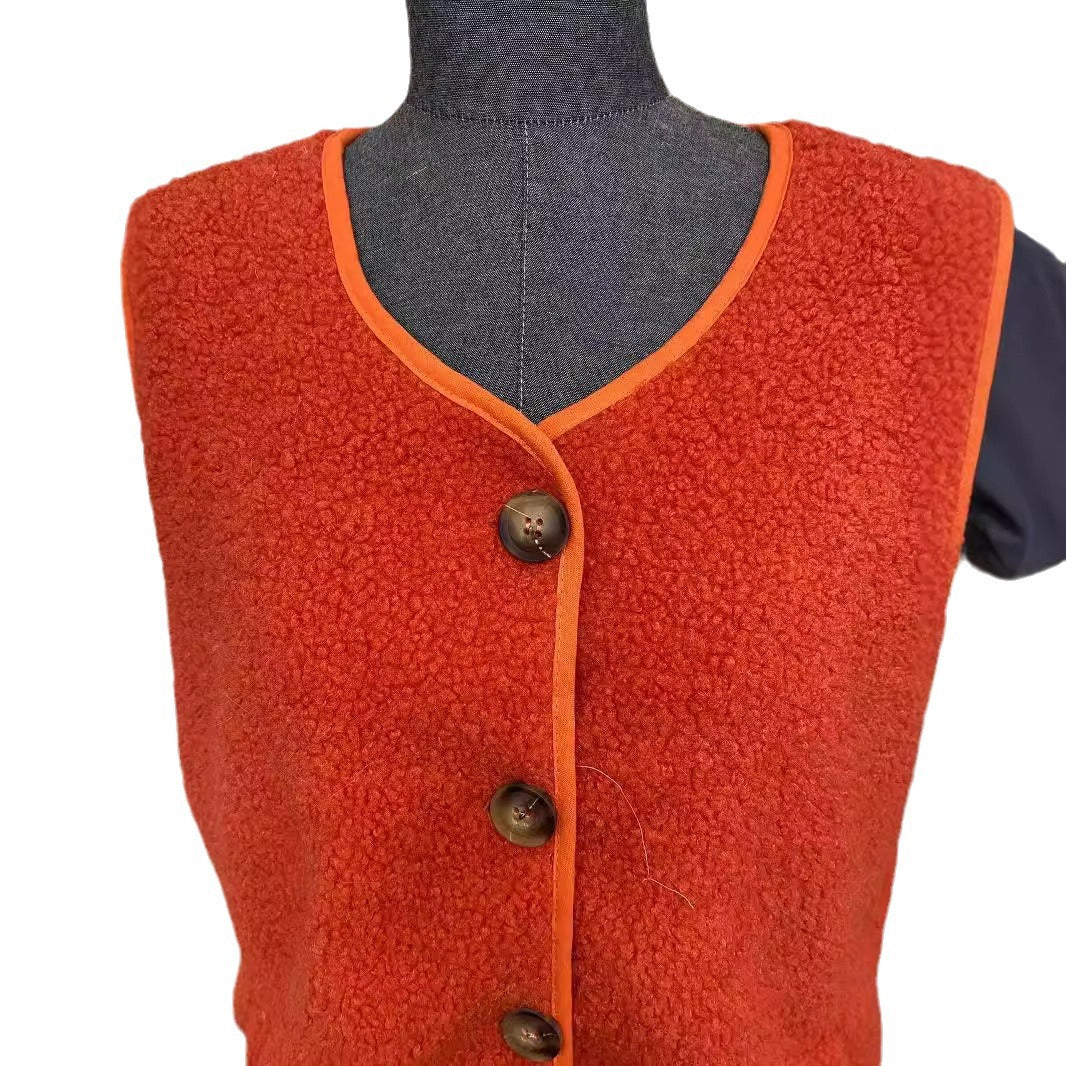 Lamb Wool Korean Versatile Outerwear Sleeveless Women's Vest