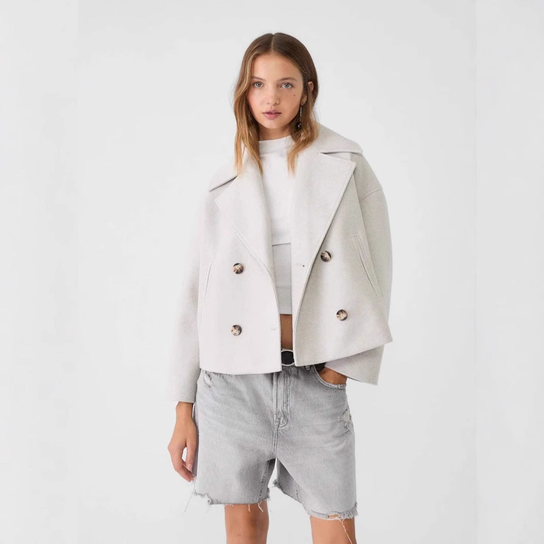 Women's Casual Small Woolen Long Sleeve Lapel Blazers
