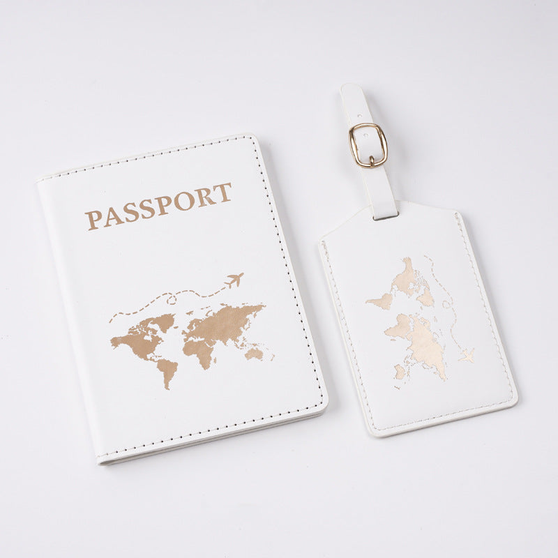 Oil Edge Bronzing Map Style Passport Cover Card Holder