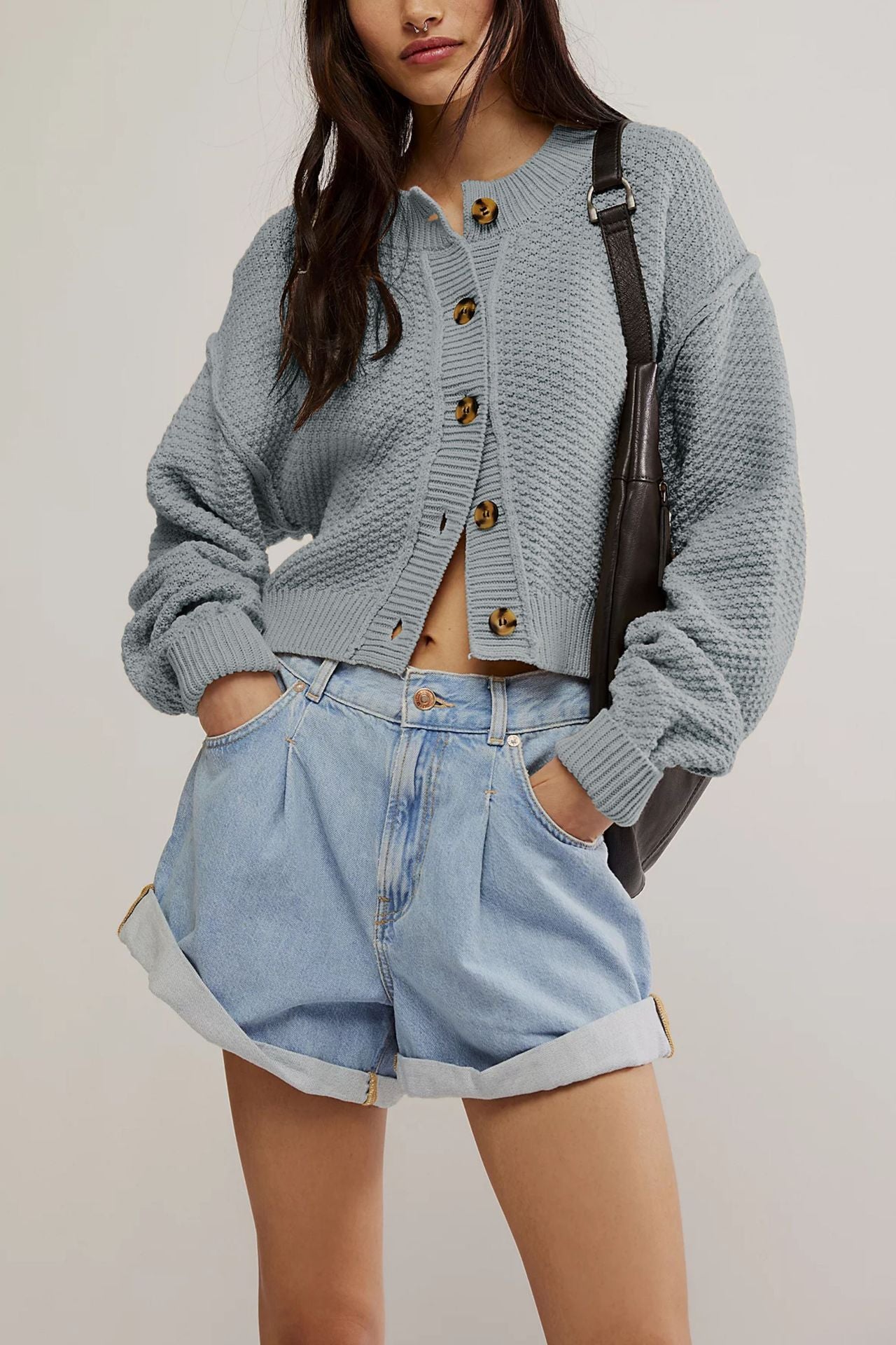 Women's Fashion Loose Single Row Button Sweaters