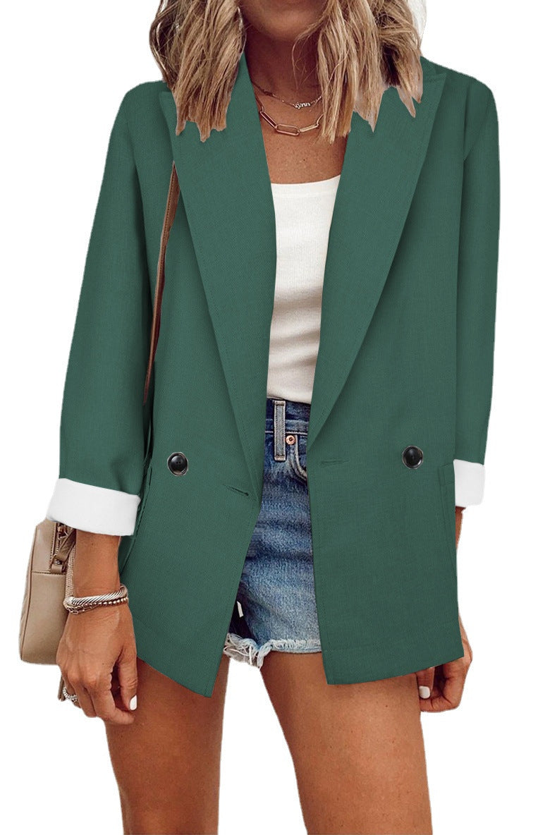 Fashion Solid Color Single Long Sleeve Small Suit