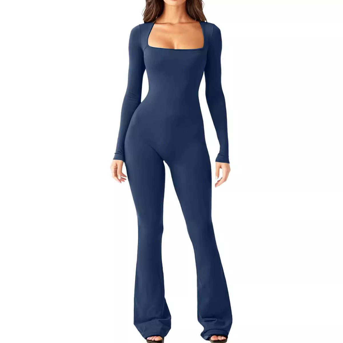 Women's Hip Lift Square Collar Wide Leg High Jumpsuits
