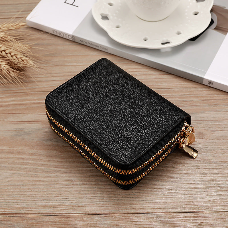 Women's Double Zipper Large Capacity Expanding Fashion Id Package