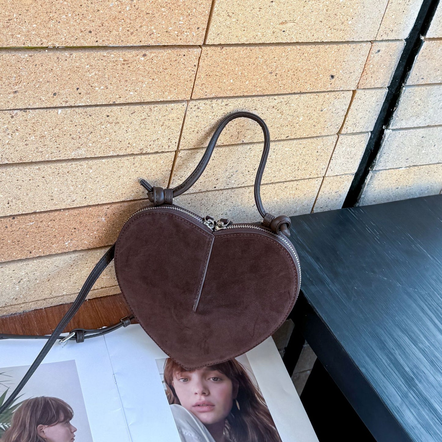 Casual Women's Heart-shaped Design Glossy Trendy Handbags