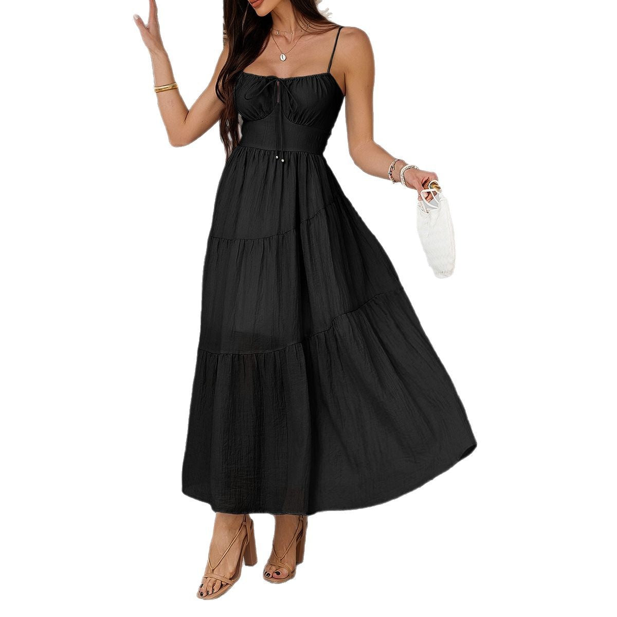 Women's Elegant Vacation Style Solid Color High Waist Dress