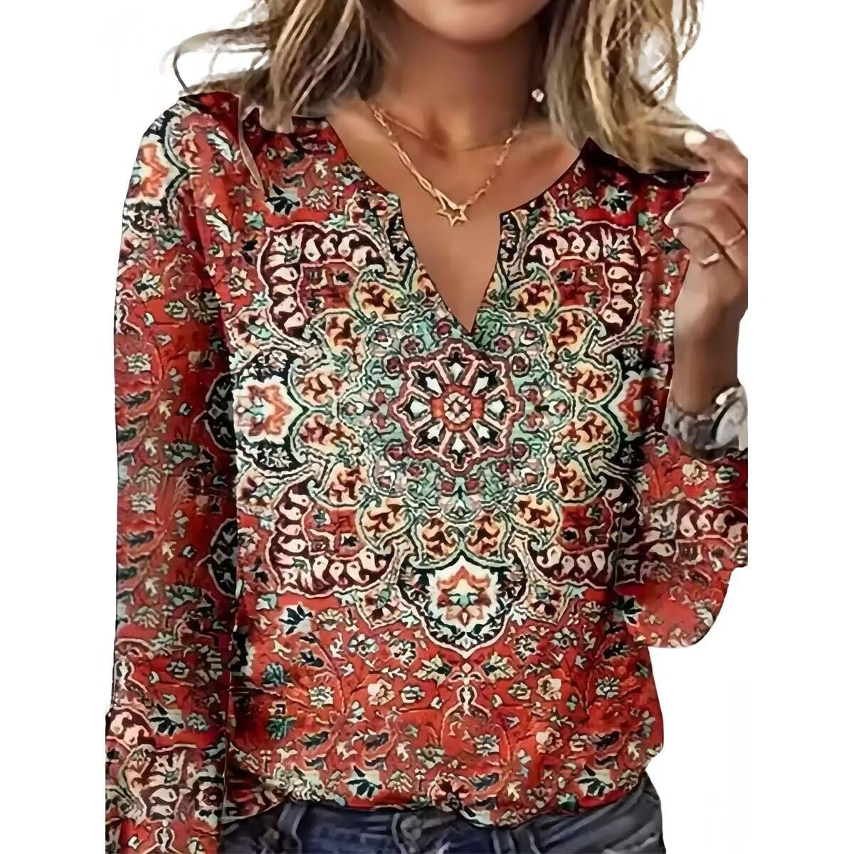 Starry Sky Pearl Button Long Sleeve Women's T-shirt