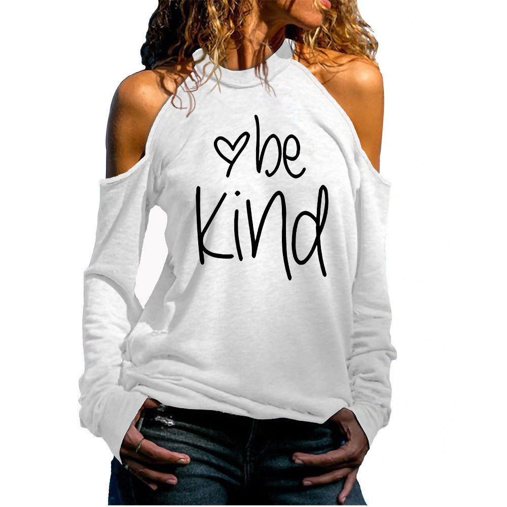 Women's Cold Shoulder Long Sleeve Valentine's Day Love Series Women's T-shirt