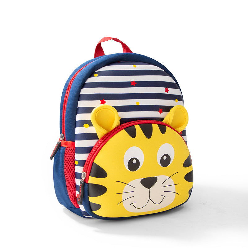 Children's Cartoon Animal Neoprene Striped Water-repellent Lion Kindergarten School Bags