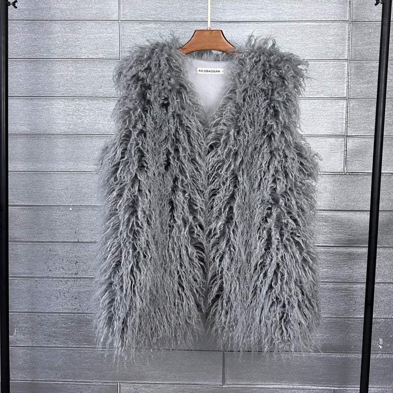 Women's Imitated Tibet Sheep Fur Mid-length Faux Coats