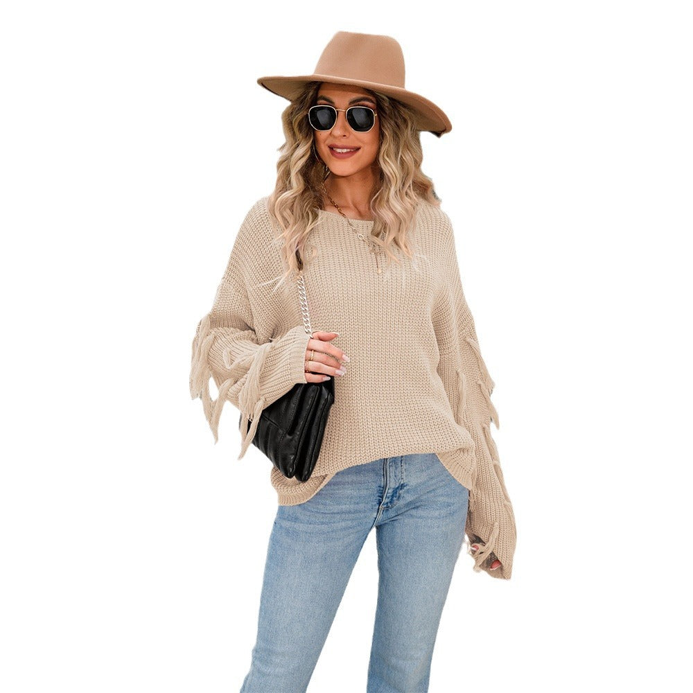 Women's Pretty Spring Pullover Tassel Loose Sweaters