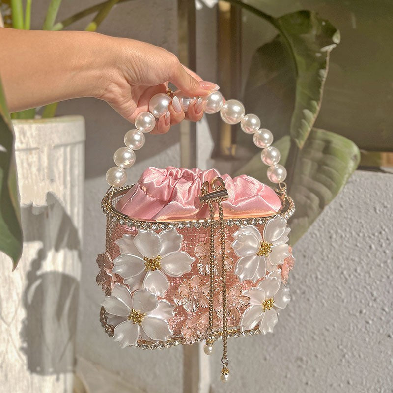 Cage Handmade Hollow Shiny Rhinestone Chain Handbags