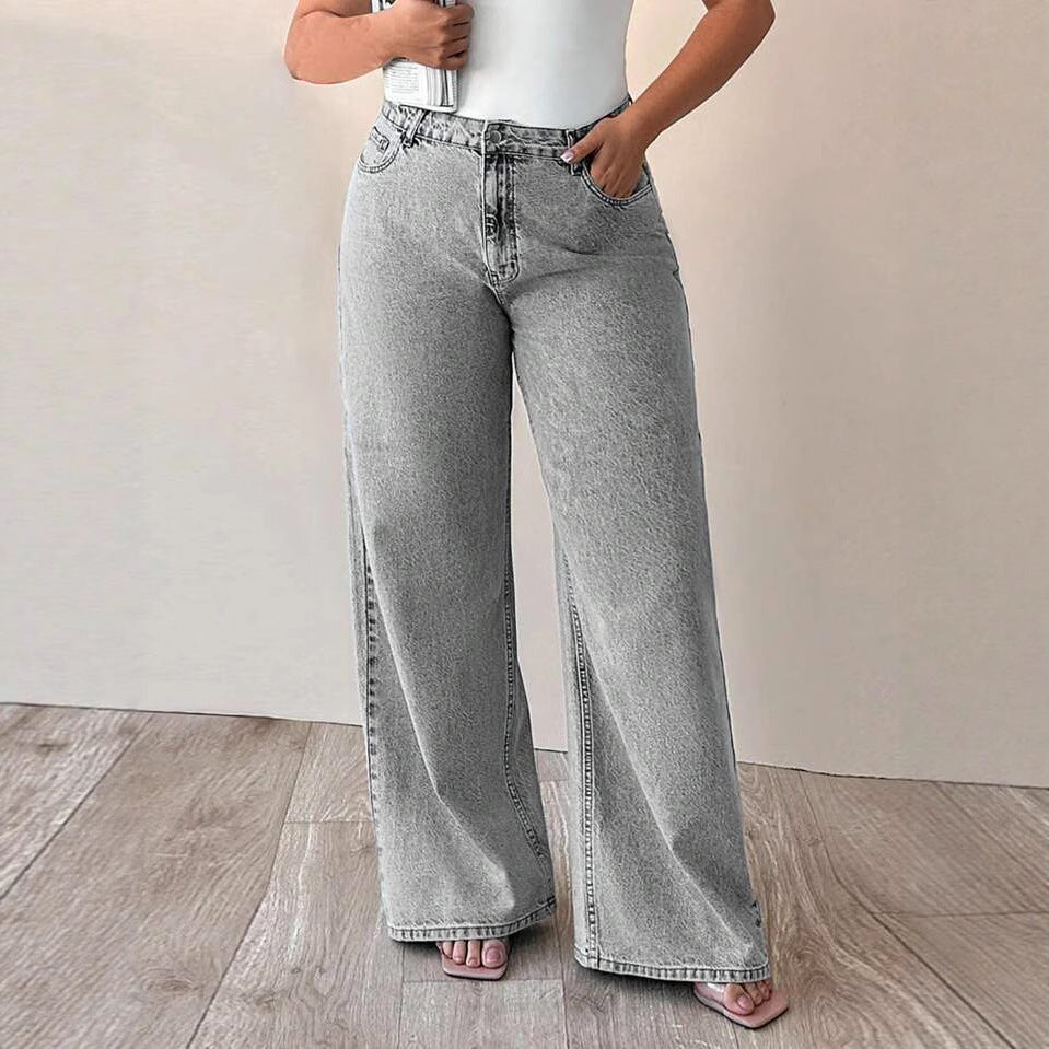 Women's Ripped Washed High Waist Straight Slimming Jeans
