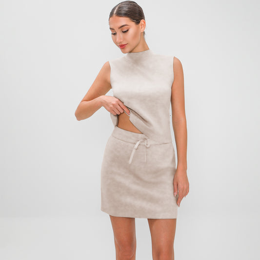 Women's Half Turtleneck High Waist Culottes Casual Suits