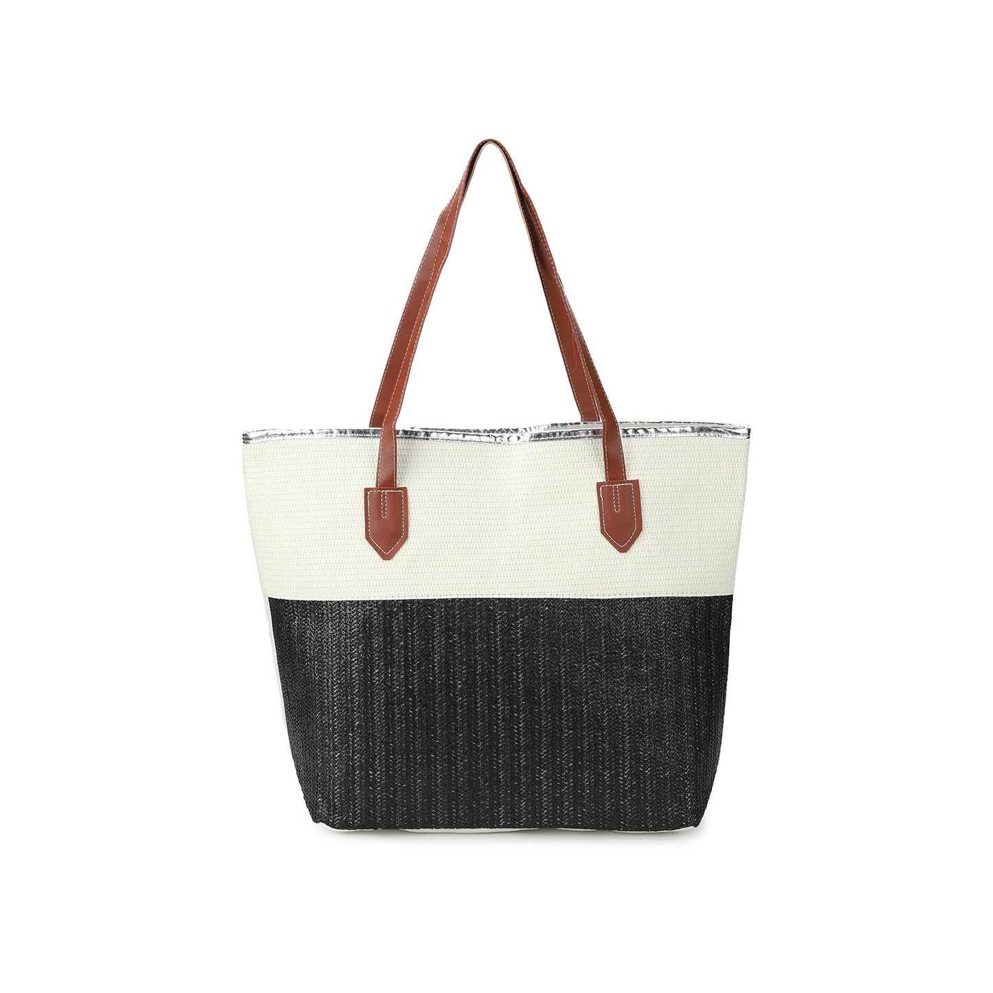 Women's Underarm Large Capacity Canvas Striped Beach Tote Bags