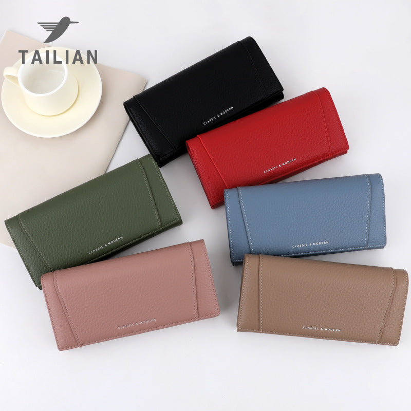 Women's Retro Lychee Pattern Storage Long Stylish Ladies Wallets