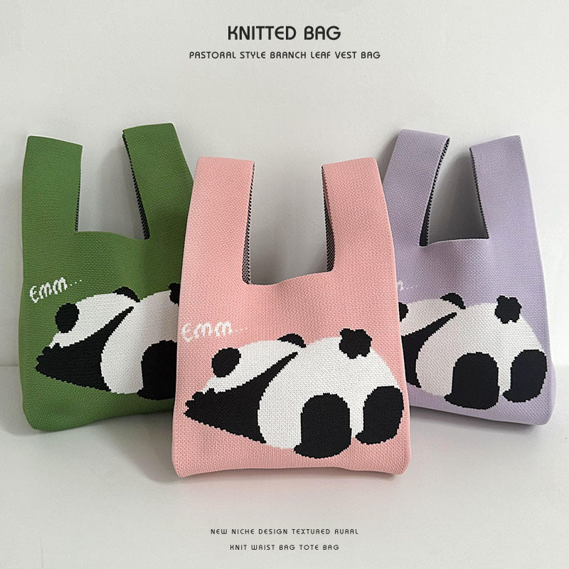 Pretty Knitted Cartoon Panda Lovely Gift Handbags