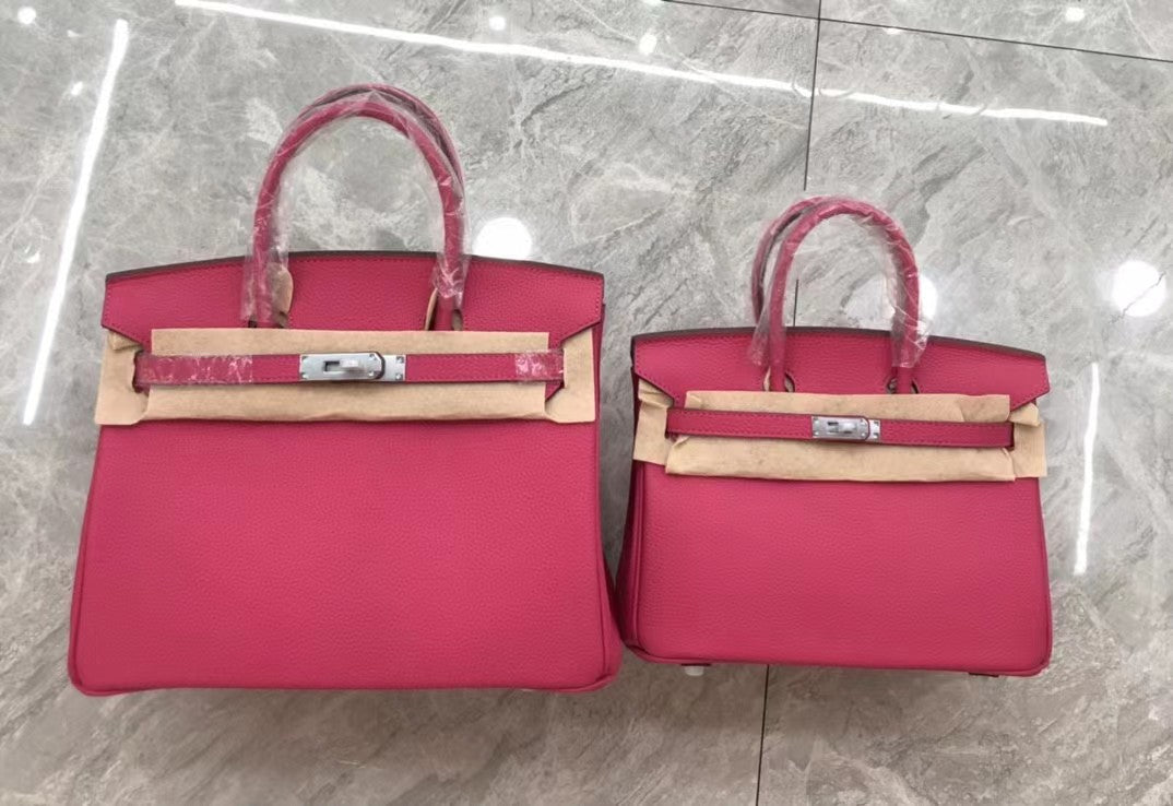 Women's Layer Cowhide Lychee Pattern Leather Kelly Large Handbags