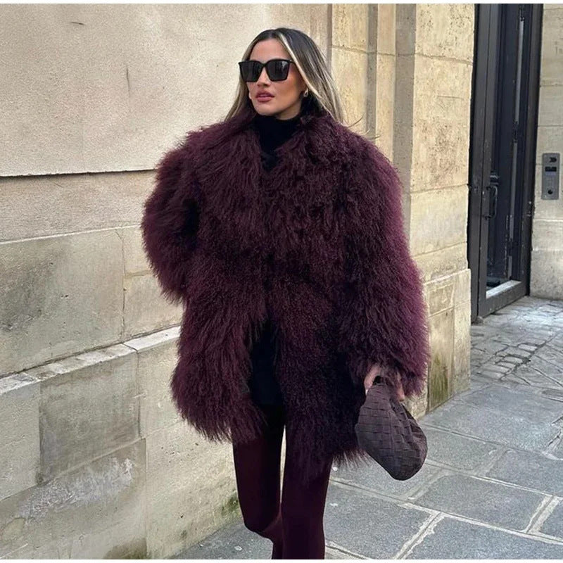 Women's Durable Artificial Fur Effect Large Coats