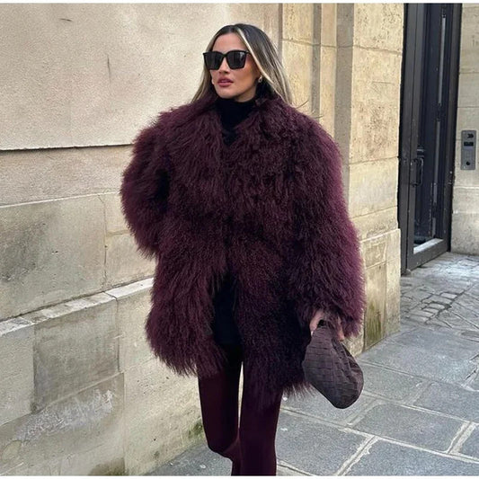 Women's Durable Artificial Fur Effect Large Coats