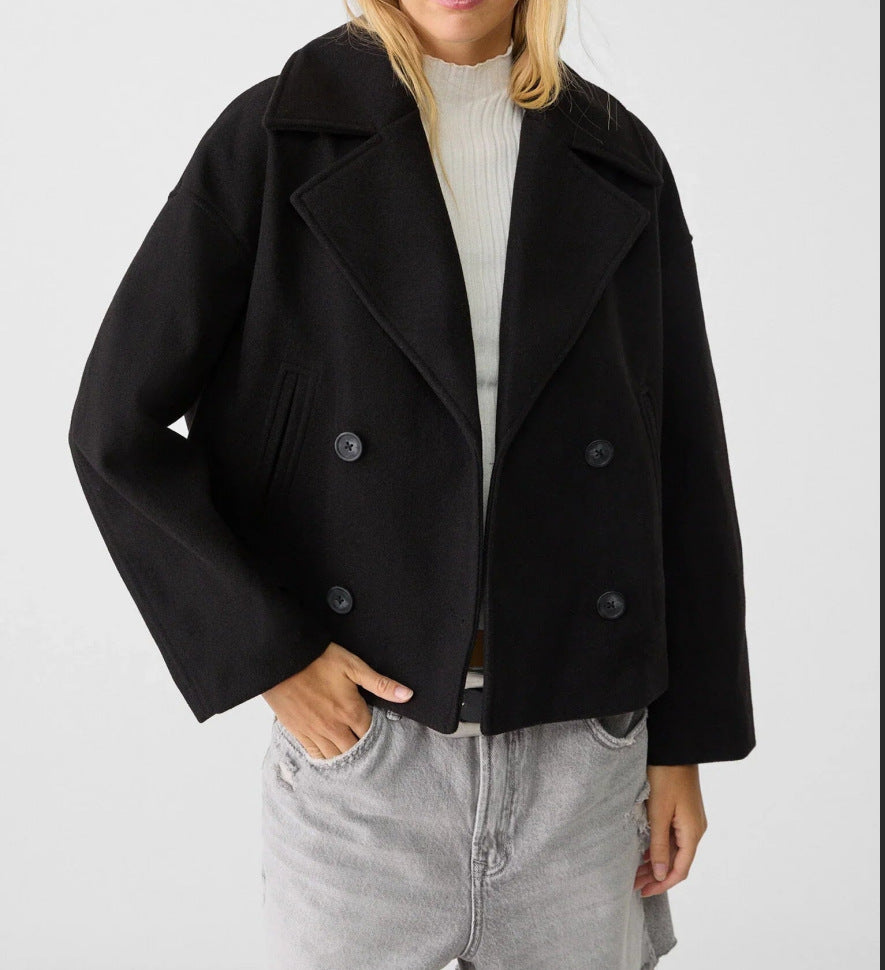 Women's Large Lapel Woolen Padded Long Sleeve Coats