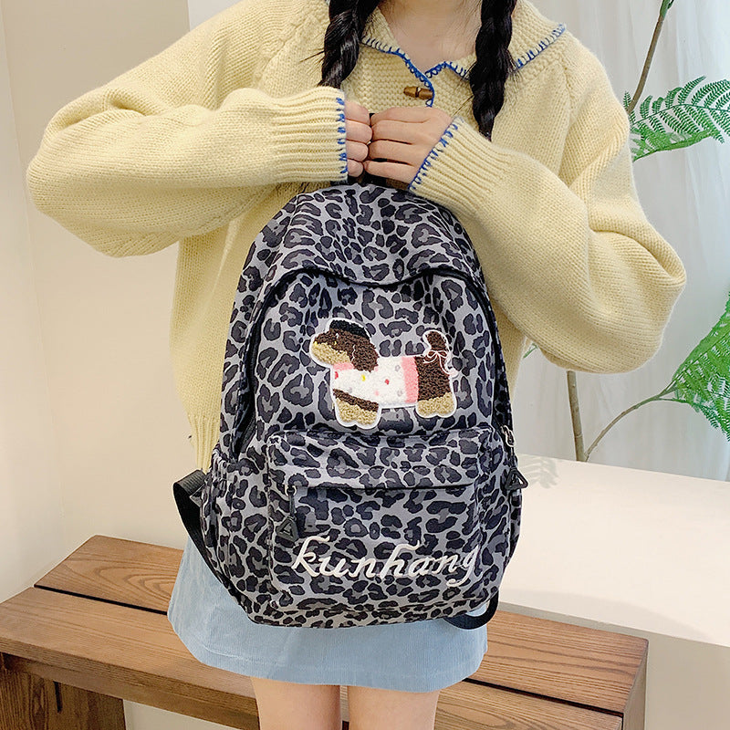 Print Cartoon Style Cute Spot Contrast Color Versatile Middle School Students' Schoolbags