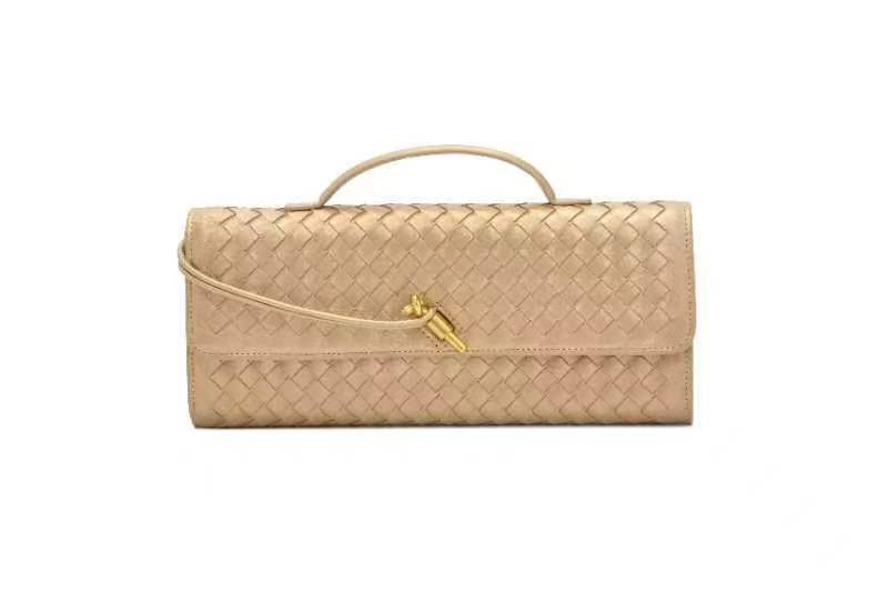 Women's Woven Dinner Soft Leather Baguette File Handbags