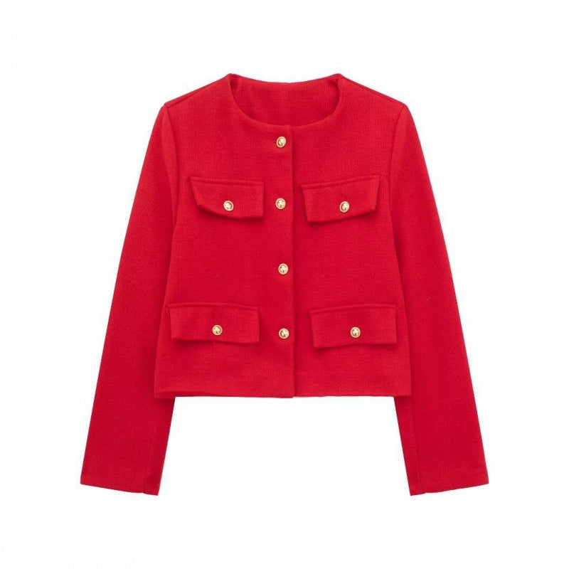 Women's Spring Street Fashion Casual Flip Trim Coats