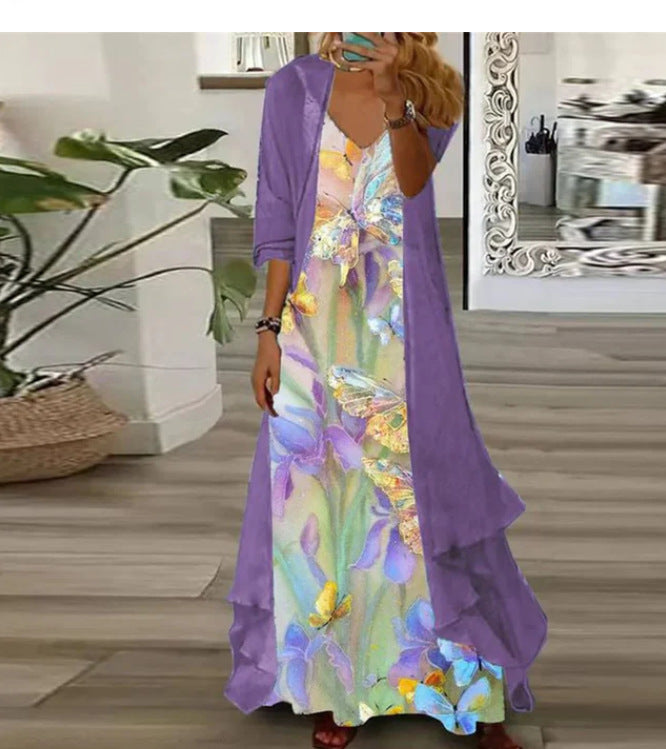 Women's Inner Dress Two-piece Floral Print Dresses