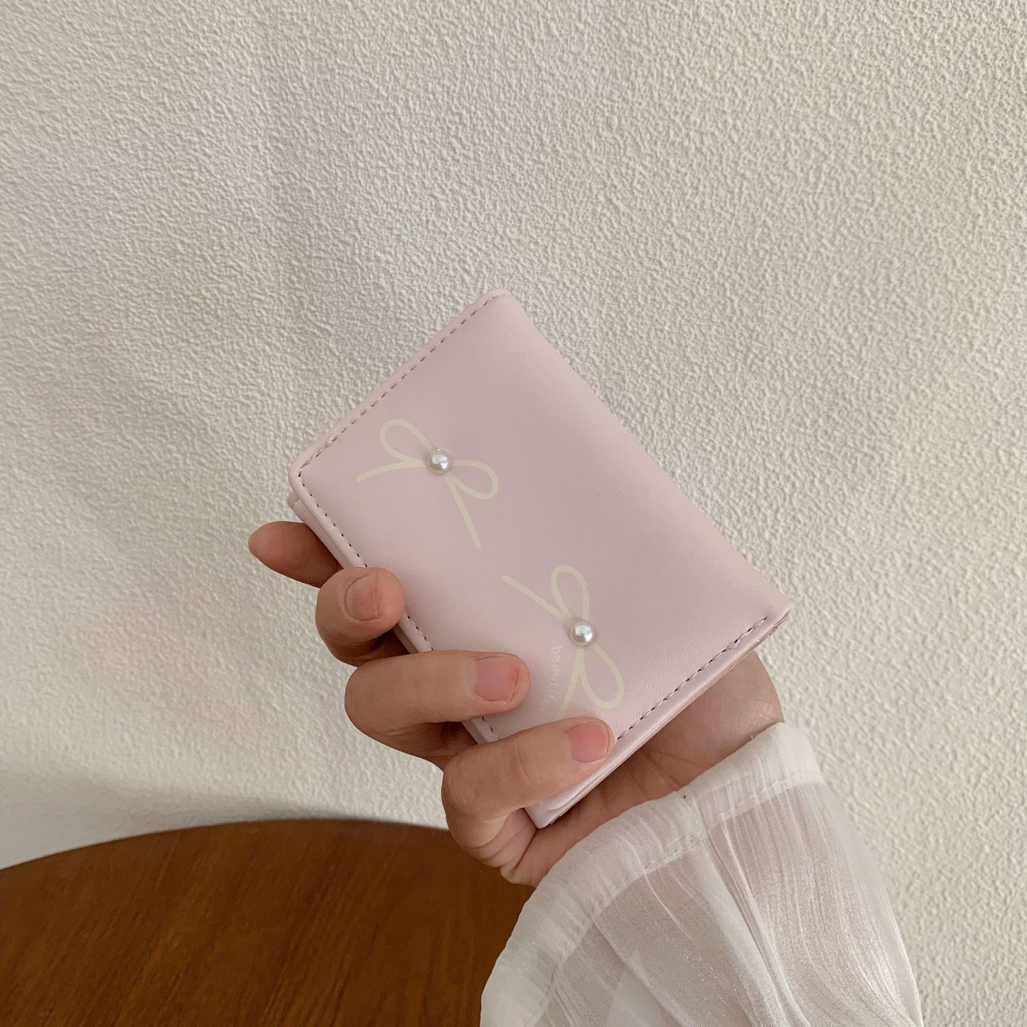 Women's Summer Versatile Bowknot Outing Cute Pearl Ladies Wallets