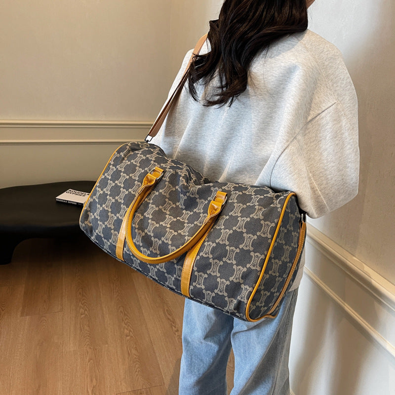 Denim With Leather Early Spring Fitness Travel Bags